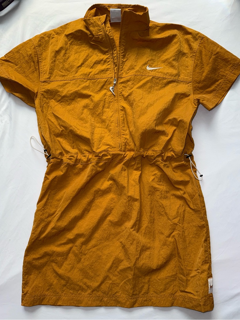 Nike Mustard Yellow Short Sleeve Zip Dress